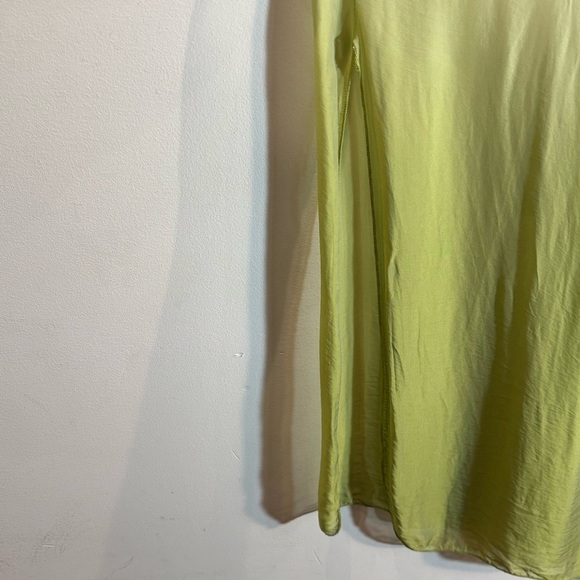 MEO MELI SZ M 100% Silk Millie White and Avocado Ombre Lined Maxi Dress - Picture 6 of 10